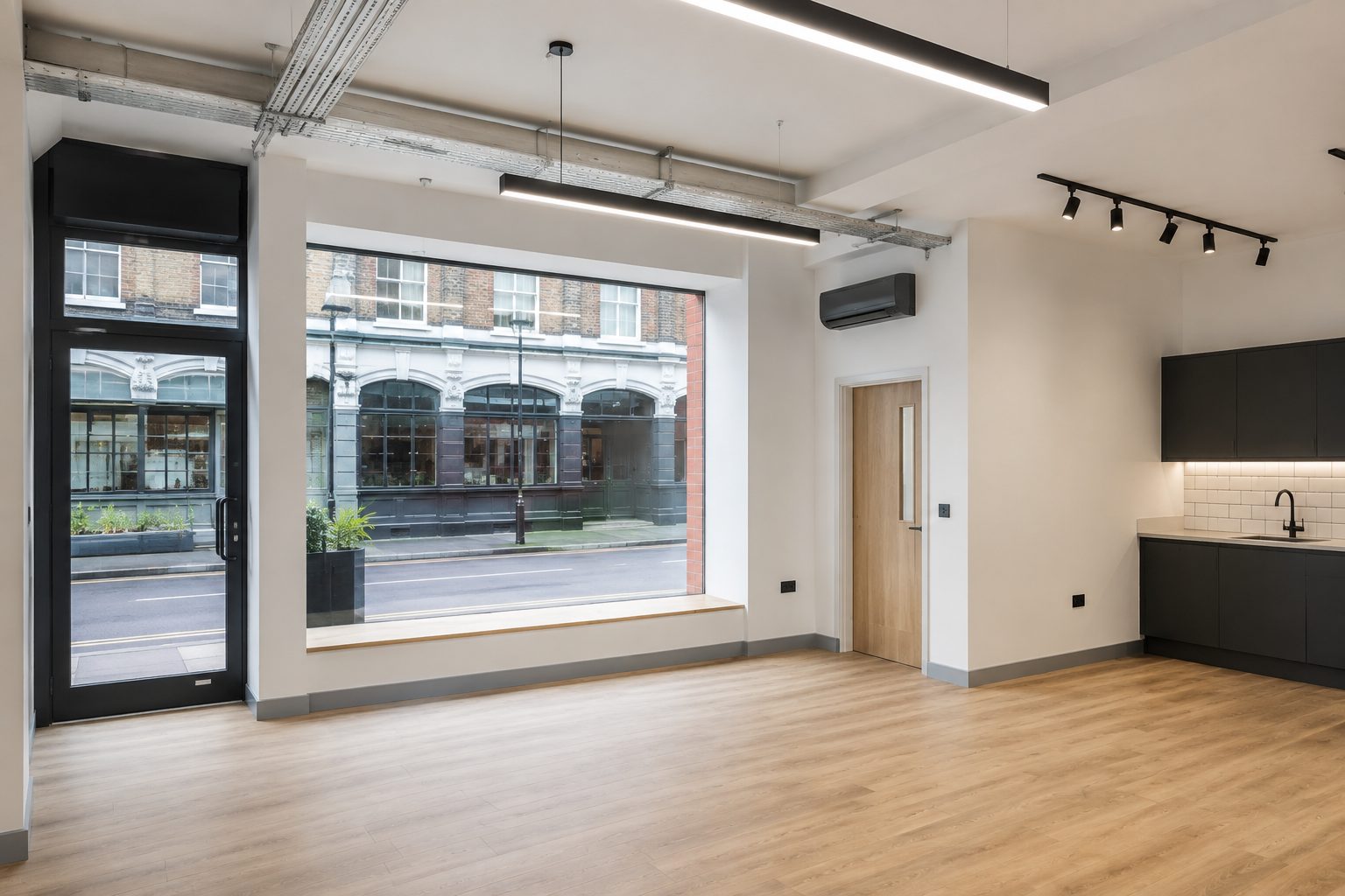 Refurbished London commercial unit with linear lighting